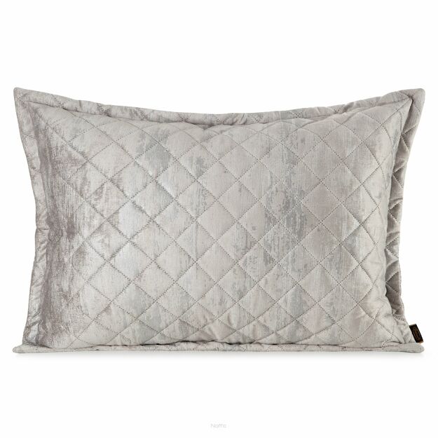 Poszewka welwetowa 50x70 BLINK 43 beżowa pikowana ze srebrnym przecieranym wzorem