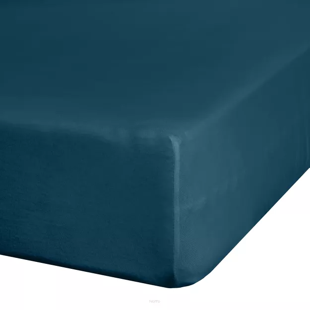 Prześcieradło z bawełny jersey z gumką ADELA granatowe 180x200 z kolekcji Ella Line