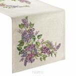 Bieżnik gobelinowy 45x140 1424 naturalny z nadrukiem kwiatów bzu - 5