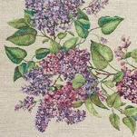 Bieżnik gobelinowy 45x140 1424 naturalny z nadrukiem kwiatów bzu - 4