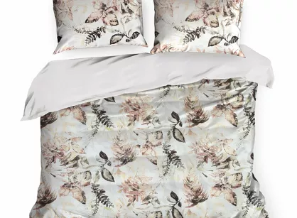 Pościel z mikrowłókna 160x200 ARINA biała z nadrukiem kwiatowym Design 91