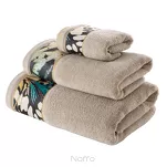 Ręcznik 70x140 EVA 15 Eva Minge beżowy zdobiony bordiurą z designerskim wzorem w motyle z kolekcji Premium 500 g/m2 - 4