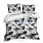 Pościel satynowa 220x200 SPRING 75 biała grafitowa z wzorem roślinnym z kolekcji Classic - 2