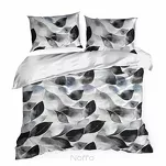 Pościel satynowa 220x200 SPRING 75 biała grafitowa z wzorem roślinnym z kolekcji Classic - 6