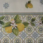 Nakładka gobelinowa 100x100 009 naturalna z nadrukiem żółtych cytryn - 3