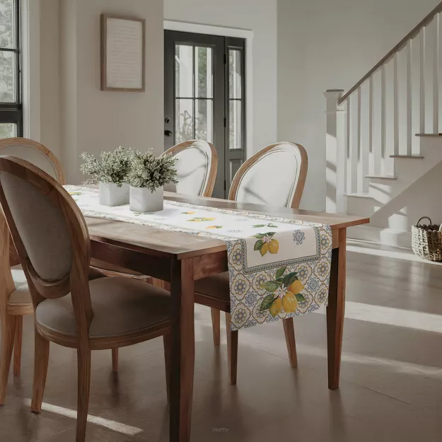 Nakładka gobelinowa 100x100 009 naturalna z nadrukiem żółtych cytryn