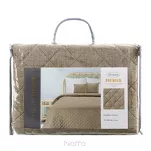 Narzuta jednokolorowa 170x210 LEN 1 ciemny beż pikowana imitująca len - 5