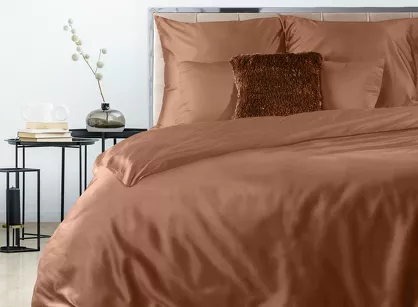 Pościel satynowa 140x200 NOVA 3 jednokolorowa gładka ceglana