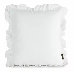 Poszewka welwetowa 45x45 jednokolorowa BRENDA biała z falbanami