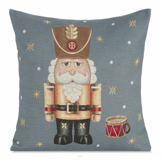 Poszewka świąteczna 45x45 6082 gobelinowa popielata dziadek do orzechów