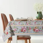 Obrus gobelinowy 140x180 4088 popielaty różowy wzór kwiatu wiśni - 5