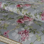 Obrus gobelinowy 140x180 4088 popielaty różowy wzór kwiatu wiśni - 2