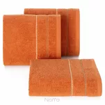 Ręcznik bawełniany 50x90 SUZI pomarańczowy z kontrastującą stebnowaną bordiurą w delikatne paseczki - 4