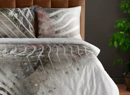 Pościel z makosatyny 160x200 EVA 19 Eva Minge szara z designerskim wzorem z kolekcji Premium