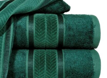 Ręcznik żakardowy 70x140 MIRO ciemna zieleń bambusowy z lśniącymi paskami z kolekcji Premium