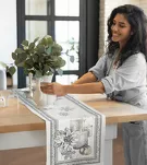 Obrus świąteczny 140x180 CANDL gobelinowy popielaty subtelny blask - 2