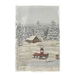 Bieżnik świąteczny 50x110 1154 gobelinowy srebrny z zimową scenerią i połyskującą srebrną nicią - 5