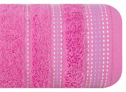 Ręcznik 70x140 POLA amarantowy z kolorową bordiurą zakończoną stebnowaniem 500 g/m2