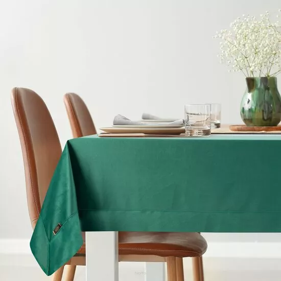 Obrus welwetowy 145x180 VELVET ciemna zieleń wykończony mankietem