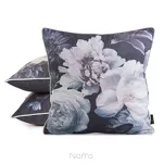 Poszewka welwetowa 45x45 VELVET 134 fioletowa z designerskim wzorem kwiatów piwonii obszyta lamówką - 2