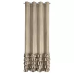 Zasłona na przelotkach 140x250 CARLI welwetowa ciemny beż jednokolorowa zdobiona w dolnej części falbanami z paskiem cyrkonii - 6