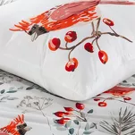 Pościel świąteczna 160x200 WILLOW biała czerwone ptaszki z mikrowłókna - 5
