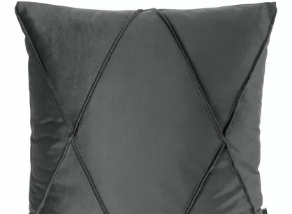 Poszewka welwetowa 45x45 NALA 1 stalowa przeszywana w geometryczny wzór
