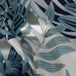 Zasłona na przelotkach 140x250 MALTA granatowa ze srebrnym nadrukiem botanicznym - 3