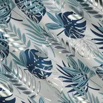 Zasłona na przelotkach 140x250 MALTA granatowa ze srebrnym nadrukiem botanicznym - 7