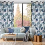 Zasłona na przelotkach 140x250 MALTA granatowa ze srebrnym nadrukiem botanicznym - 9