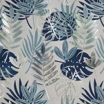 Zasłona na przelotkach 140x250 MALTA granatowa ze srebrnym nadrukiem botanicznym - 2