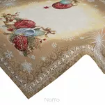 Obrus świąteczny 140x180 4069 gobelinowy beżowy z bombkami i połyskującą nicią złotą - 5