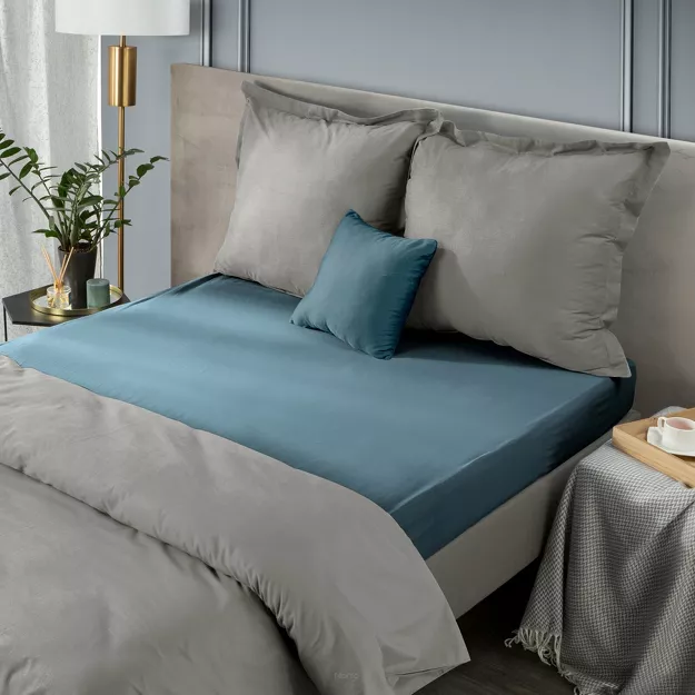 Prześcieradło z bawełny jersey z gumką niebieskie 140x200 Design 91