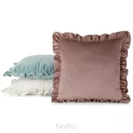 Poszewka welwetowa 60x60 jednokolorowa BRENDA musztardowa z falbanami - 2