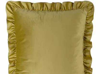 Poszewka welwetowa 60x60 jednokolorowa BRENDA musztardowa z falbanami