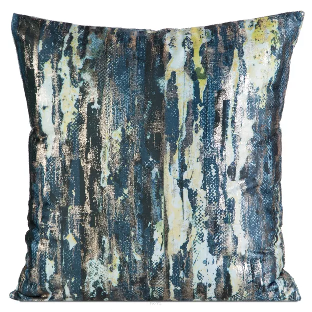 Poszewka welwetowa 45x45 GRACE granatowa z metalicznym nadrukiem