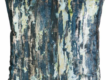 Poszewka welwetowa 45x45 GRACE granatowa z metalicznym nadrukiem