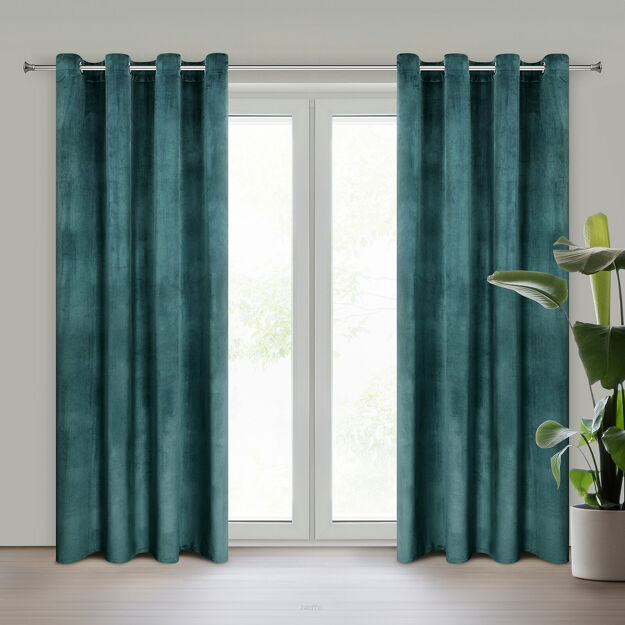 Zasłona na przelotkach 140x250 MELANIE welwetowa ciemny niebieski o aksamitnej strukturze