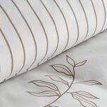 Pościel satynowa 140x200 RAYA 1 biała beżowa w liście - 3