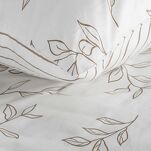 Pościel satynowa 140x200 RAYA 1 biała beżowa w liście - 2