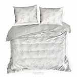 Pościel satynowa 140x200 RAYA 1 biała beżowa w liście - 6