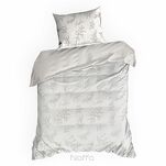 Pościel satynowa 140x200 RAYA 1 biała beżowa w liście - 5