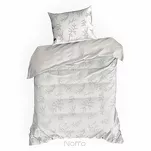 Pościel satynowa 140x200 RAYA 1 biała beżowa w liście - 5