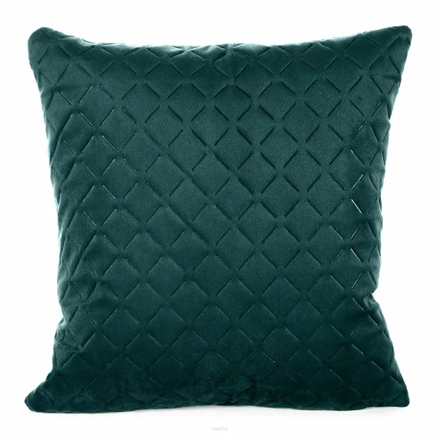 Poszewka welwetowa 40x40 DIMON ciemny turkus pikowana w geometryczny wzór