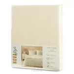 Pościel satynowa 160x200 VERA jednokolorowa gładka kremowa w prążki - 2