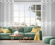 Firana na przelotkach 140x250 ALEXIA biała żakardowa wzór roślinny - 5