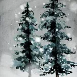 Pościel świąteczna 220x200 FOREST biała jasno szara zimowa sceneria z satyny bawełnianej - 2