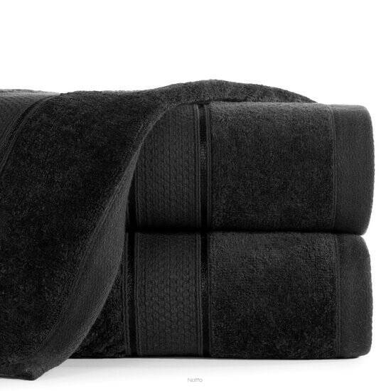Ręcznik bawełniany 50x90 JESSI czarny z fakturą krateczki i gładką welurową bordiurą