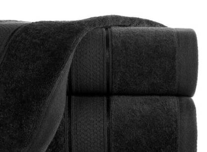 Ręcznik bawełniany 50x90 JESSI czarny z fakturą krateczki i gładką welurową bordiurą