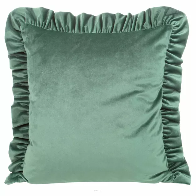Poszewka welwetowa 45x45 jednokolorowa VELVET 25 miętowa z falbanami